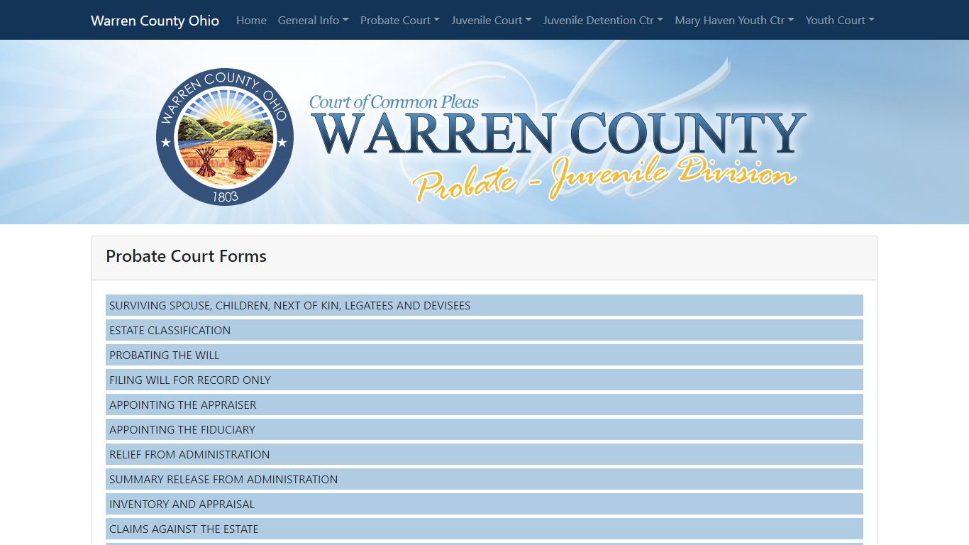 Court of Common Pleas Probate Juvenile Division - Warren County, Ohio
